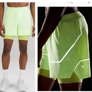 Lululemon Surge Lined Shorts 6" Special Edition Mens X-Large Faded Zap Wasabi S